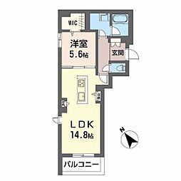 JR山陽本線 広島駅 徒歩17分の賃貸マンション 2階1LDKの間取り