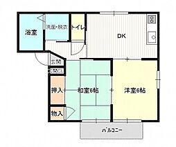 メゾン原之前Ｃ棟 1階2DKの間取り