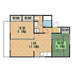 セジュール花みずき　D棟 2階2LDKの間取り