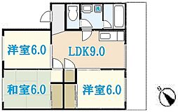 カルチェ川内 3LDKの間取図画像