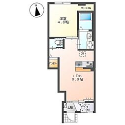 コーセー飯田 1階1LDKの間取り