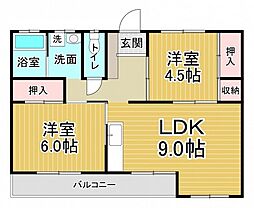 第一今井ビル 2DKの間取図画像
