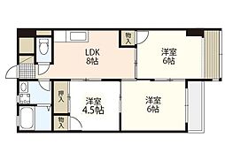 脇中ビル 3DKの間取図画像