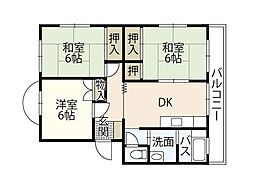 阿瀬波コーポ 3DKの間取図画像