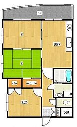 クオーレ羽衣 3階3DKの間取り