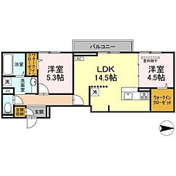 グレイスガーデンB 3階2LDKの間取り