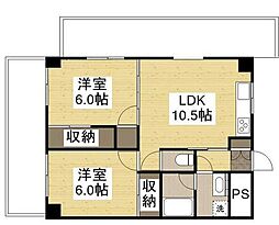 プーテゥジュール2番街 2LDKの間取図画像