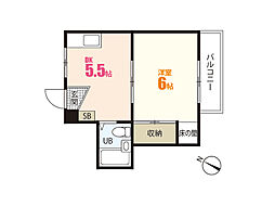 コーポカワモト 1DKの間取図画像