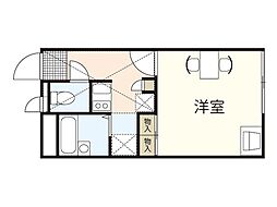 レオパレスMANAMI 1階1Kの間取り