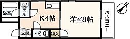 Ｎビルド 4階1Kの間取り