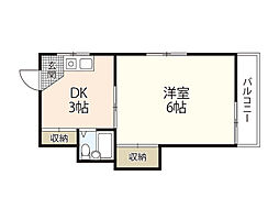 ホワイトコートセザム 4階1DKの間取り