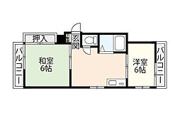 コーポ矢舗 2DKの間取図画像