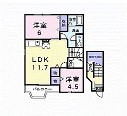 クレストール古谷 2LDKの間取図画像