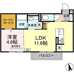 メゾングランレーヴ　B棟 3階1LDKの間取り