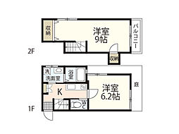 リベアード西十日市 1LDKの間取図画像