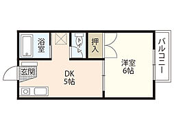 セジュール本町 1DKの間取図画像