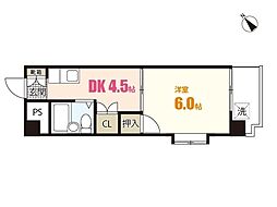 グレイス米田 1DKの間取図画像