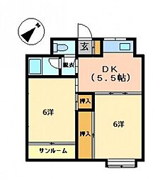 大手町山本ビル 2DKの間取図画像