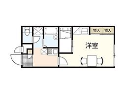 レオパレスflora3 1Kの間取図画像