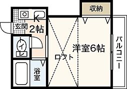 クレスト住吉B 1Kの間取図画像