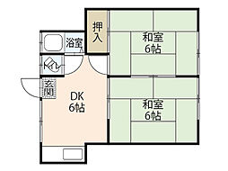 河村荘 2DKの間取図画像