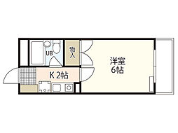 庚午パールマンション 1Kの間取図画像