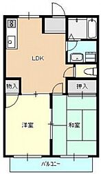 レジデンス中央B 2LDKの間取図画像