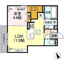 フェリーチェ舟入 1LDKの間取図画像