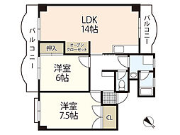 山根ハイム 2LDKの間取図画像