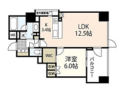 ポレスター平和大通りプレミアムレジデンス 1LDKの間取図画像