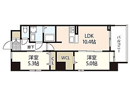 NSPビルHEIWAODORI 2LDKの間取図画像