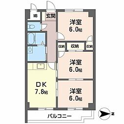 ロイヤルオークス 3DKの間取図画像