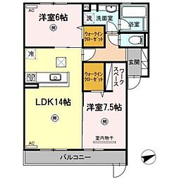 フルール 2LDKの間取図画像