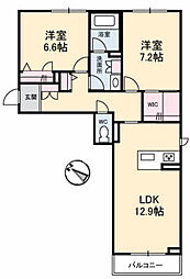 ファミール船越南 2LDKの間取図画像