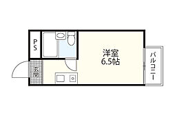 サウスガーデン ワンルームの間取図画像