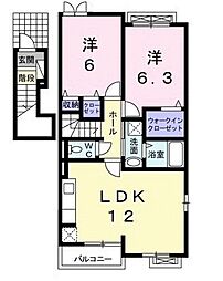 ブルックサイドB 2LDKの間取図画像