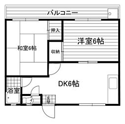 沖田マンション 2DKの間取図画像