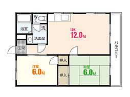 コーポ谷岡 2LDKの間取図画像