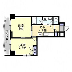 サンビレッジ段原 2DKの間取図画像
