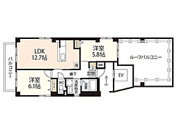 リフレスロイヤルシティ3 2LDKの間取図画像