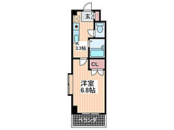 ボヌール2 1Kの間取図画像