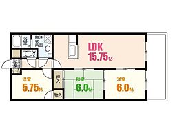 末田アパート 3LDKの間取図画像