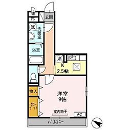 グラッサ新広 1Kの間取図画像