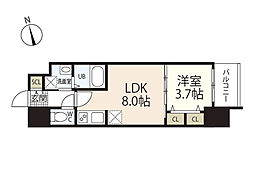 BPRレジデンス国泰寺 1LDKの間取図画像