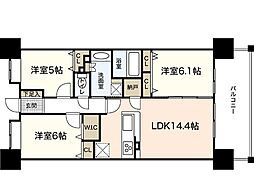 パークナード牛田本町ウエストウィング 3LDKの間取図画像