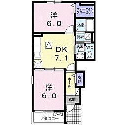 レガーメ1 2DKの間取図画像