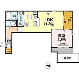 グランテリア楽々園W 1LDKの間取図画像
