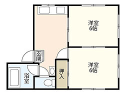シティーコーポ木坂 2DKの間取図画像