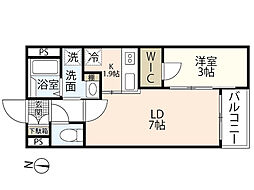 月光江波東四番館 1LDKの間取図画像