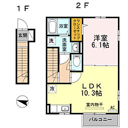 ジュナスF 1LDKの間取図画像